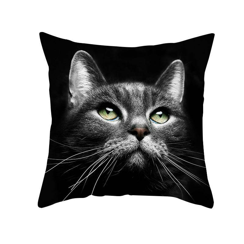 Black Cat Printed Christmas Cushion Covers Pillow Cover Pillowcases - Mubimart