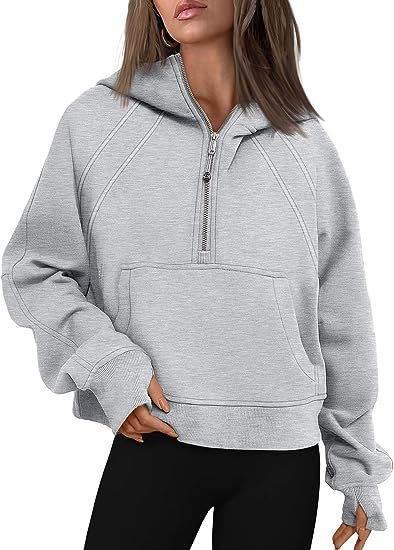 Zipper Hoodies Sweatshirts With Pocket Loose Sport Tops Long Sleeve Pullover Sweaters Winter Fall Outfits Women Clothing - Mubimart