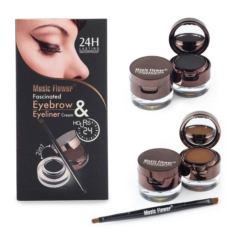 Music Flower Brown Black Gel Eyeliner Eyebrow Powder - Mubimart