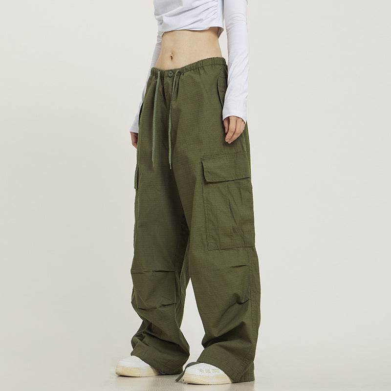 Retro Multi Pocket Khaki Cargo Pants For Men And Women - Mubimart