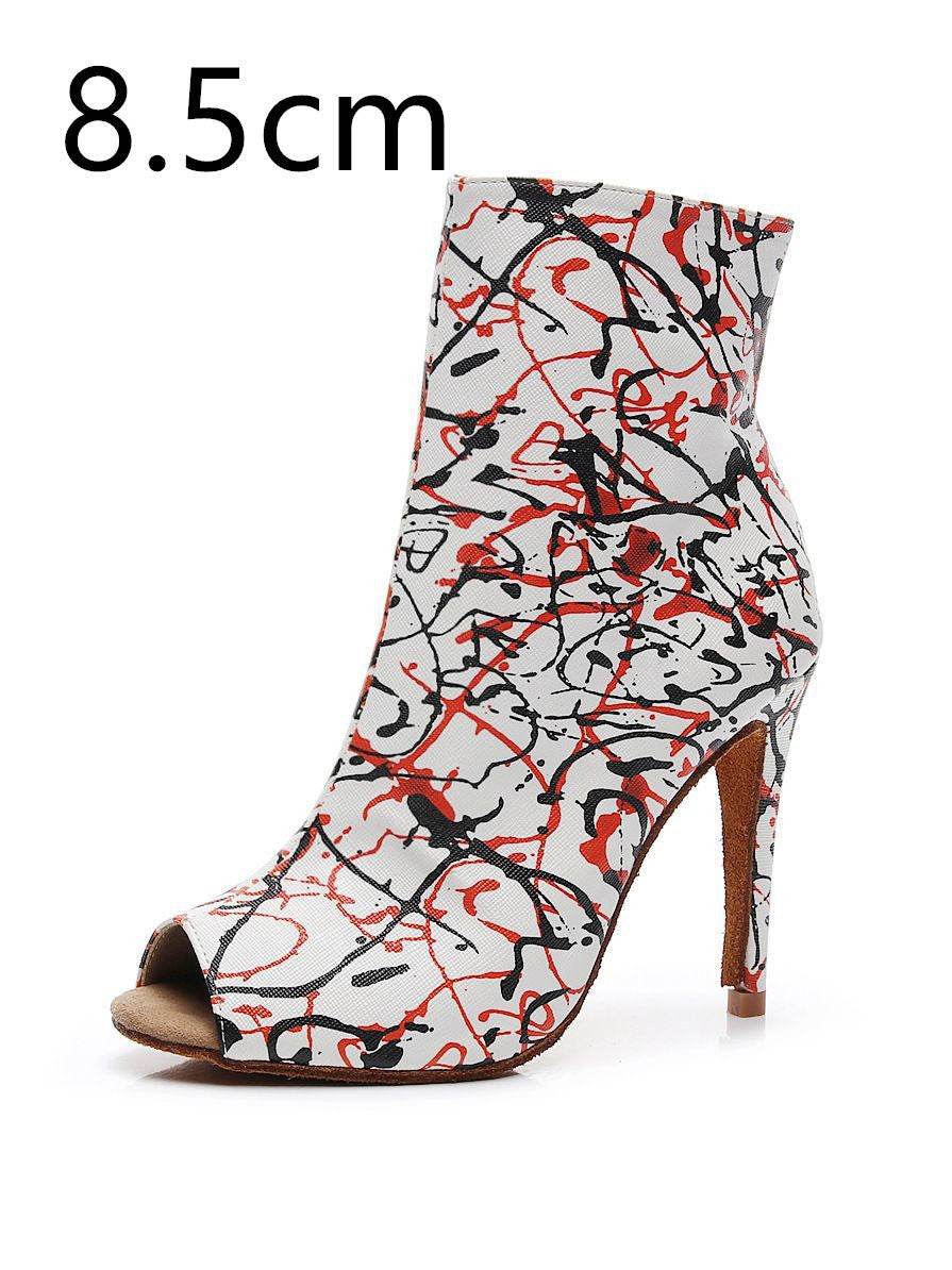 Women's Adult High Heel Stage Boots Graffiti Mid-calf - Mubimart