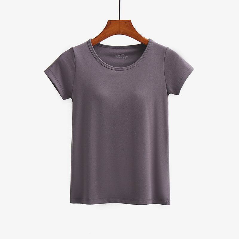 Short-sleeved T-shirt With Chest Pad Bra Home Wear - Mubimart