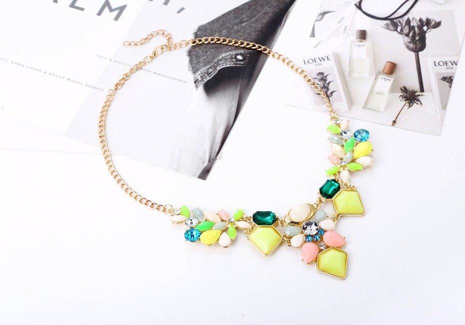 New Arrival Resin Fashion Colorful Cute Charm Gem Flower Choker Necklaces & Pendants Fashion Jewelry Woman Gift Summer style - Mubimart
