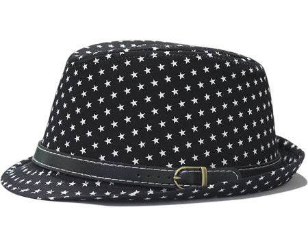 Star Print Hip Hop Belt Buckle Fedora Hat - Mubimart