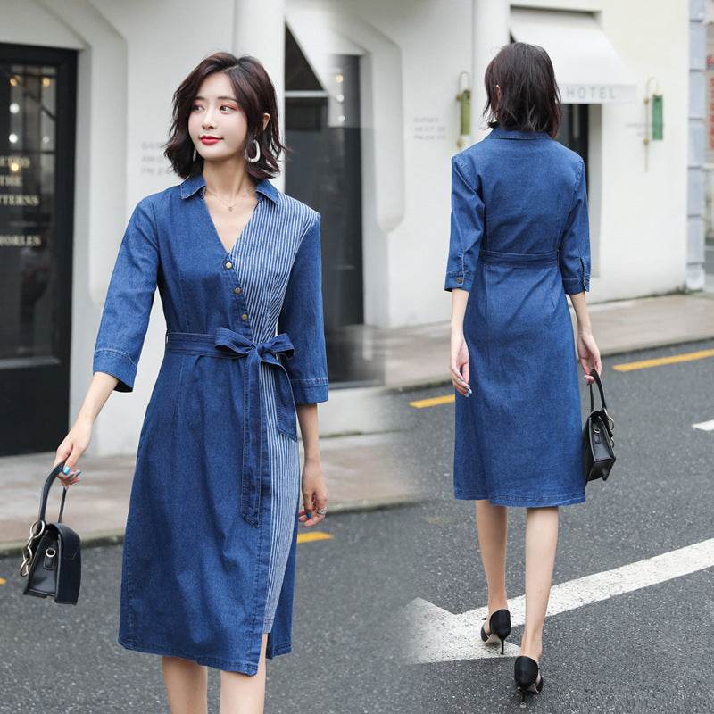 Slim denim dress - Mubimart