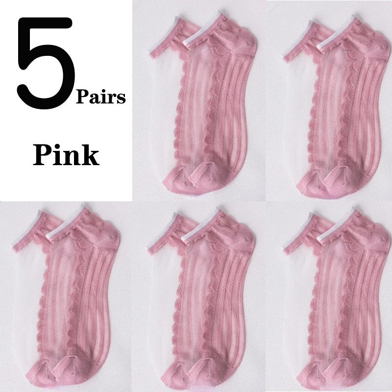 Women's Low-cut Liners Transparent Spun Glass Thin Socks - Mubimart -  