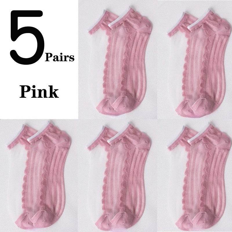 Women's Low-cut Liners Transparent Spun Glass Thin Socks - Mubimart