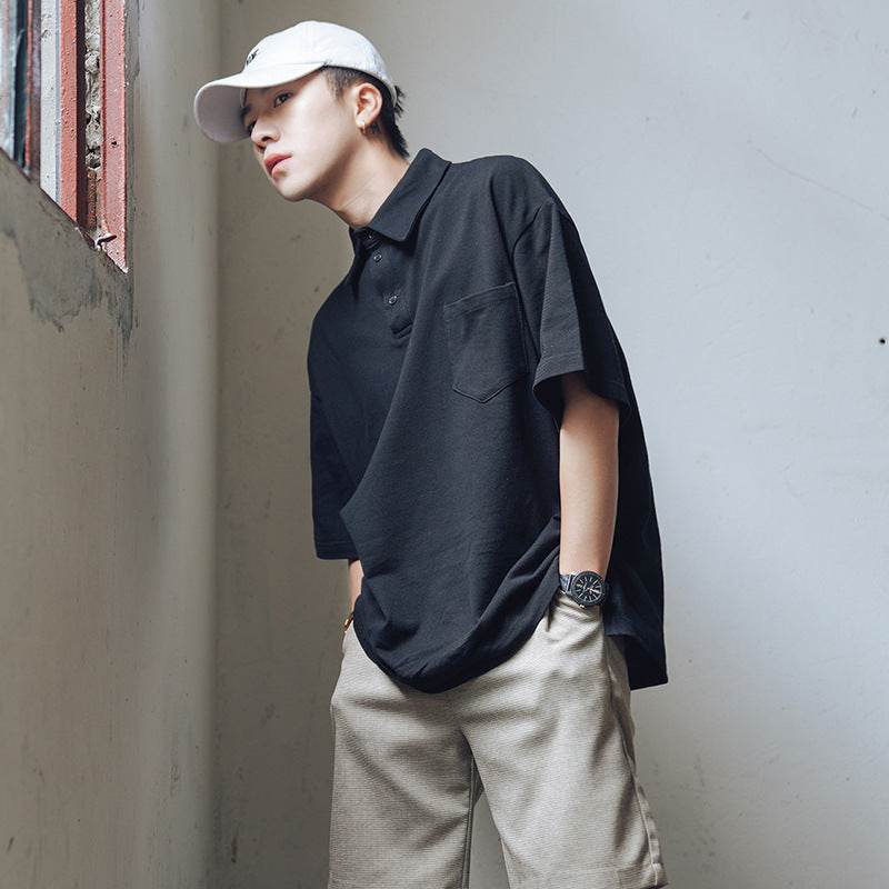 Lapel short sleeve polo shirt - Mubimart