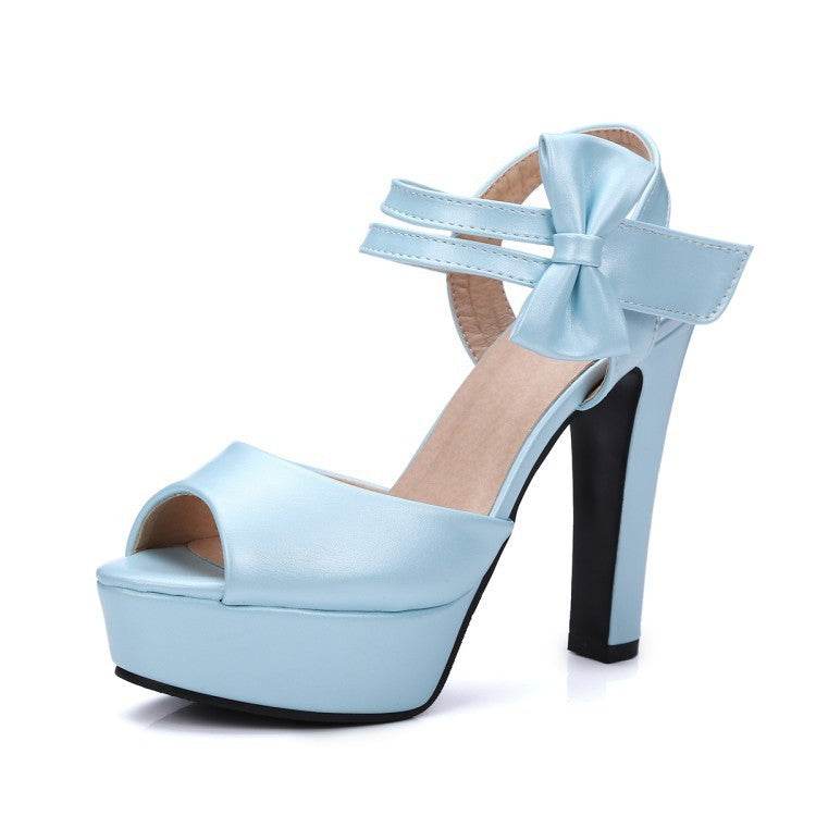 Block Heel Super High Heel Sandals - Mubimart