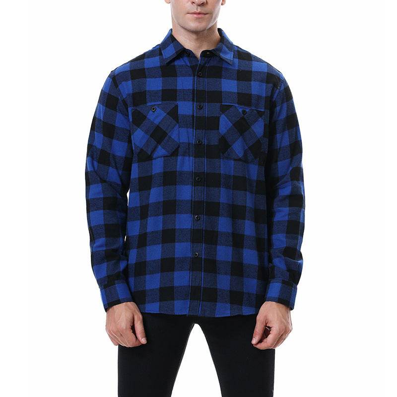 Men's Plaid Flannel Brushed Thermal Shirt - Mubimart