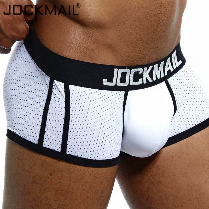 JOCKMAIL Brand Underwear Boxer Men Breathable Mesh Men's Boxers Male Underpants Sexy Gay penis pouch Panties Mens Trunks Pant - Mubimart