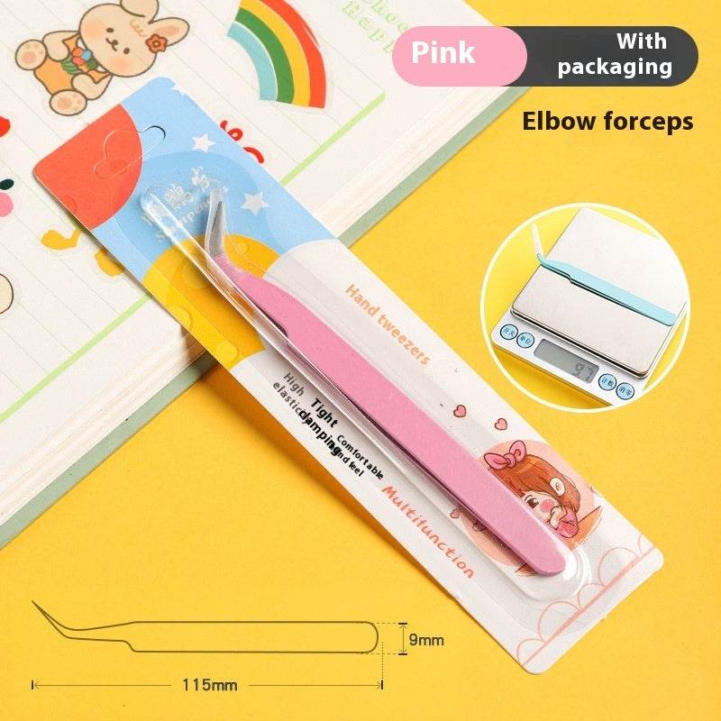 Hand Account Tweezers Stainless Steel Color DIY Elbow Clip Hand Tool Goo Card Tweezers - Mubimart