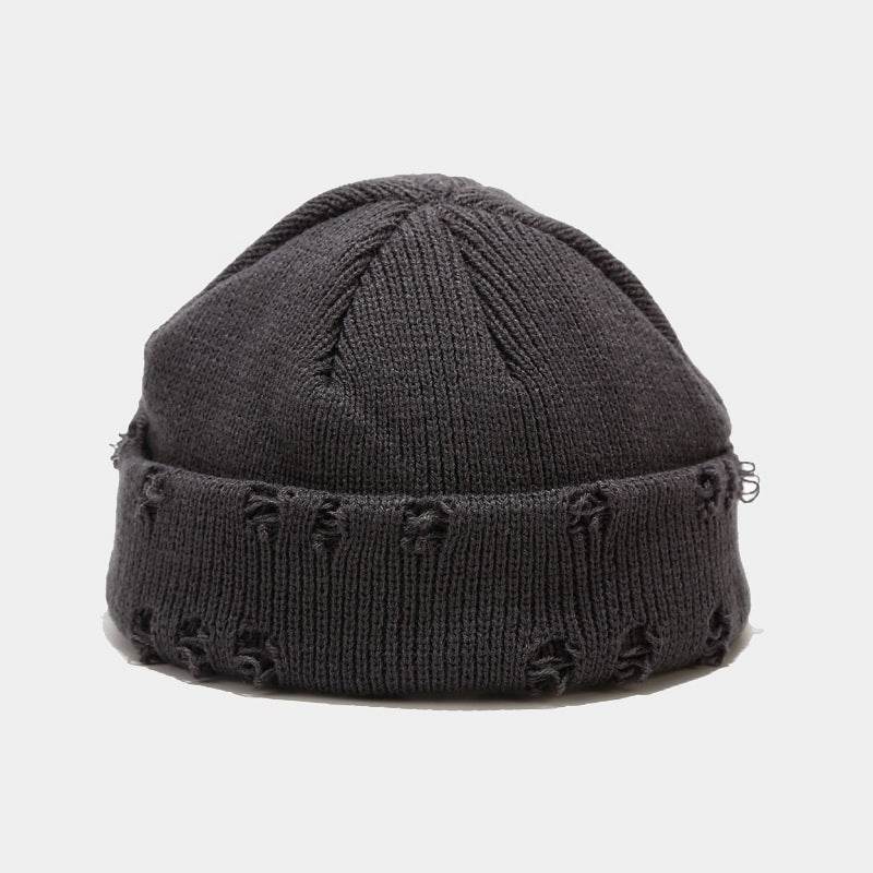 Hole knitted wool hat - Mubimart