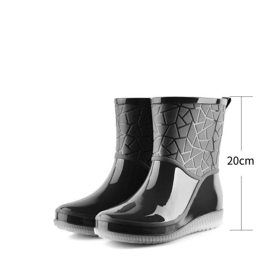 Women's Mid-low Fleece Rain Boots - Mubimart
