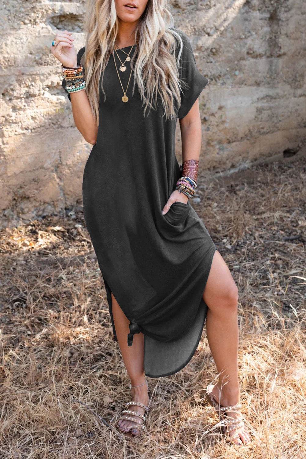 Short Sleeve Dress Loose Plus Size Casual Women - Mubimart