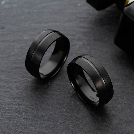 Stainless Steel Ring Black For Men - Mubimart