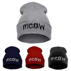 Herfst MEOW Mannen Vrouwen Casual Hip Hop Hoeden Gebreide Wollen Skullies Mutsen Hoed Warme Winter Hoed Voor Vrouwen Muts Winter Mutsen