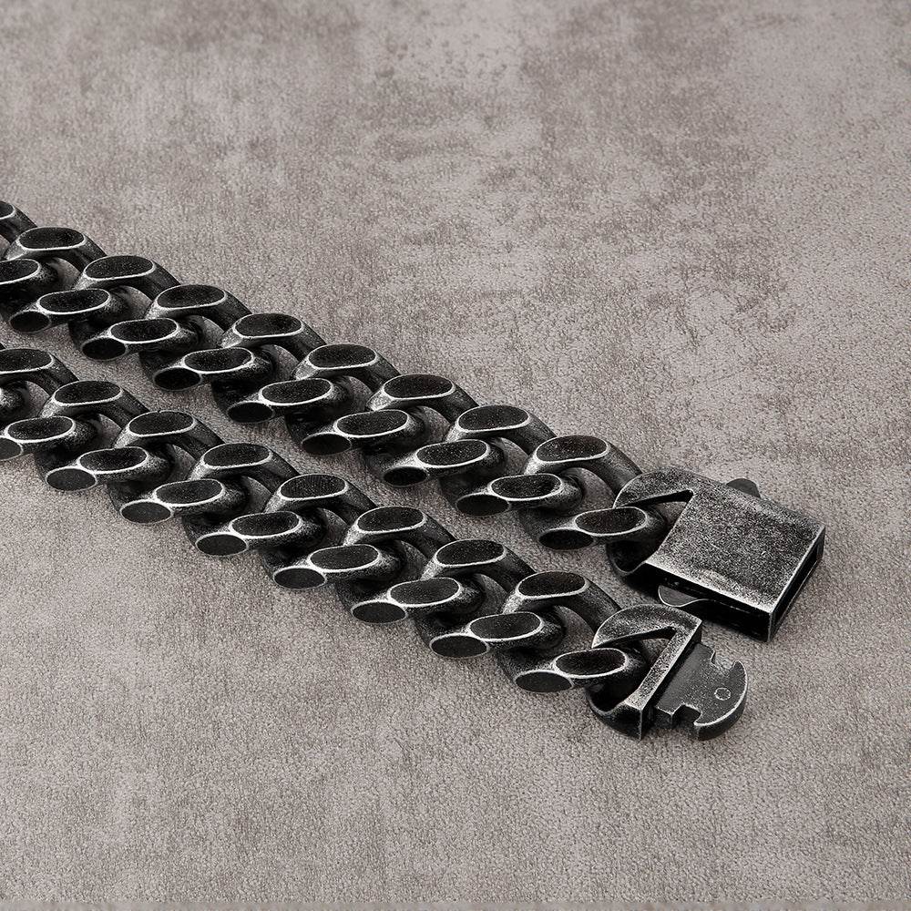 Titanium Steel Two-sided Cuban Mens Stainless Steel Necklace - Mubimart