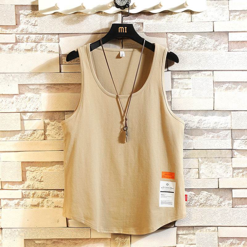 Mens Solid Color Cotton Breathable Loose Casual Tank Tops - Mubimart