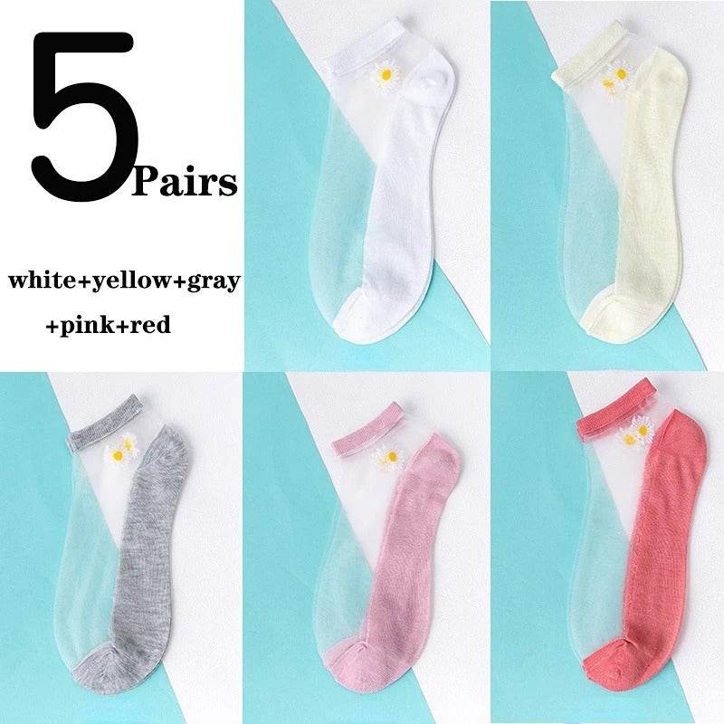 Women's Low-cut Liners Transparent Spun Glass Thin Socks - Mubimart