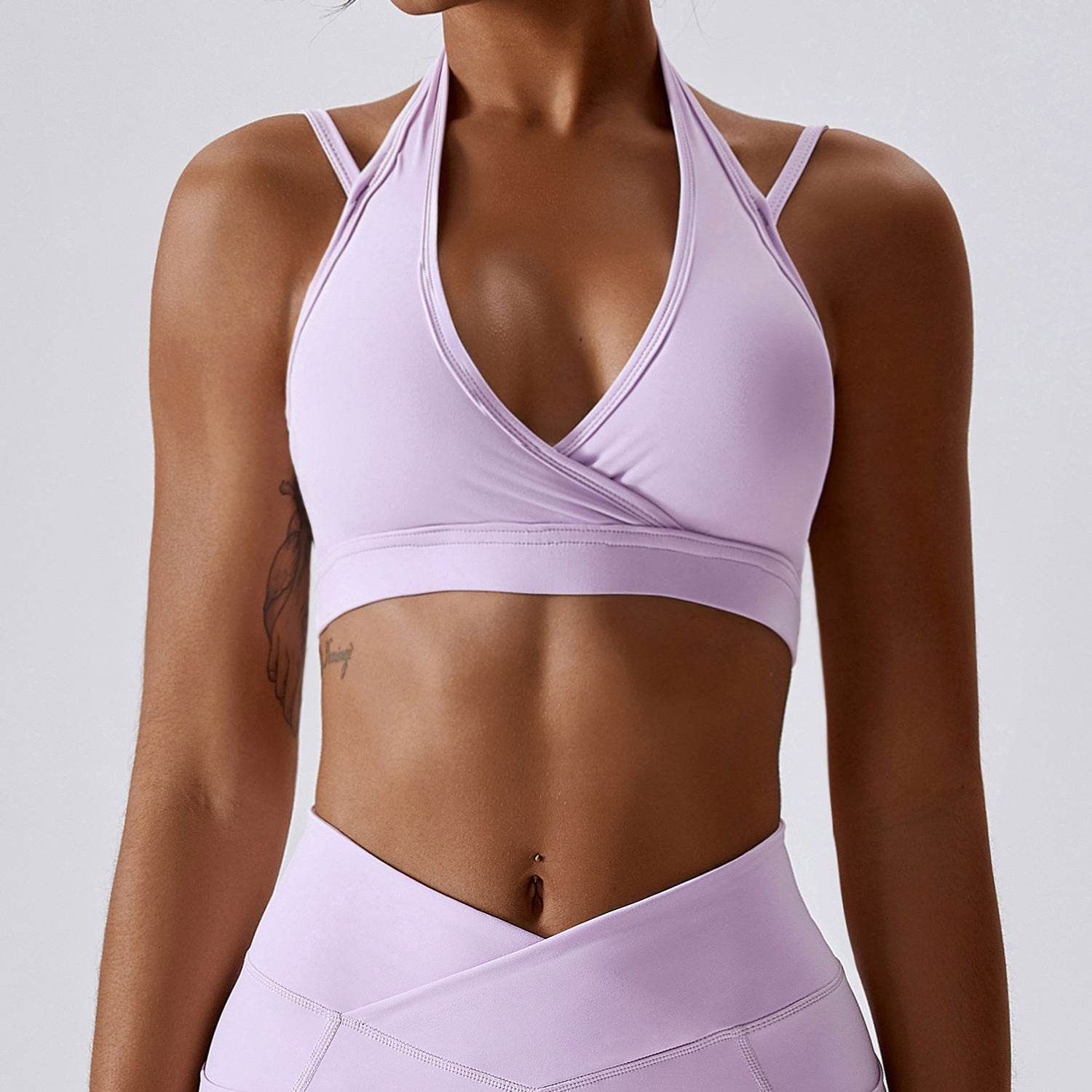 Push Up Halter Neck Yoga Bra - Mubimart