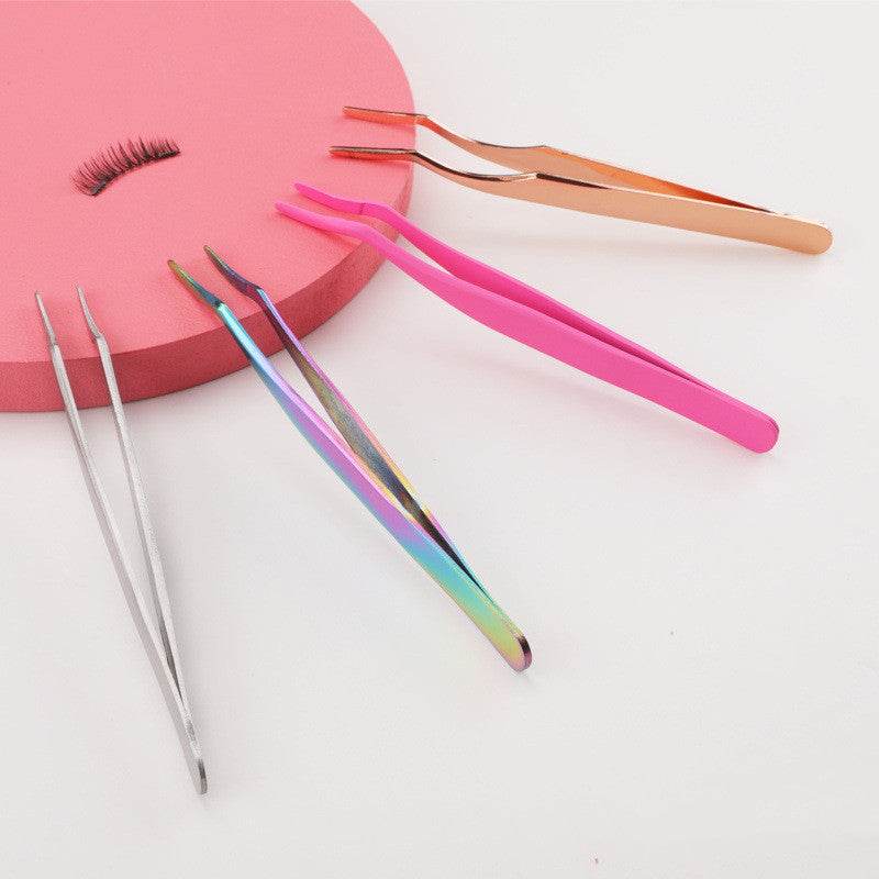 Stainless Steel Eyelash Curler Aid Tweezers - Mubimart