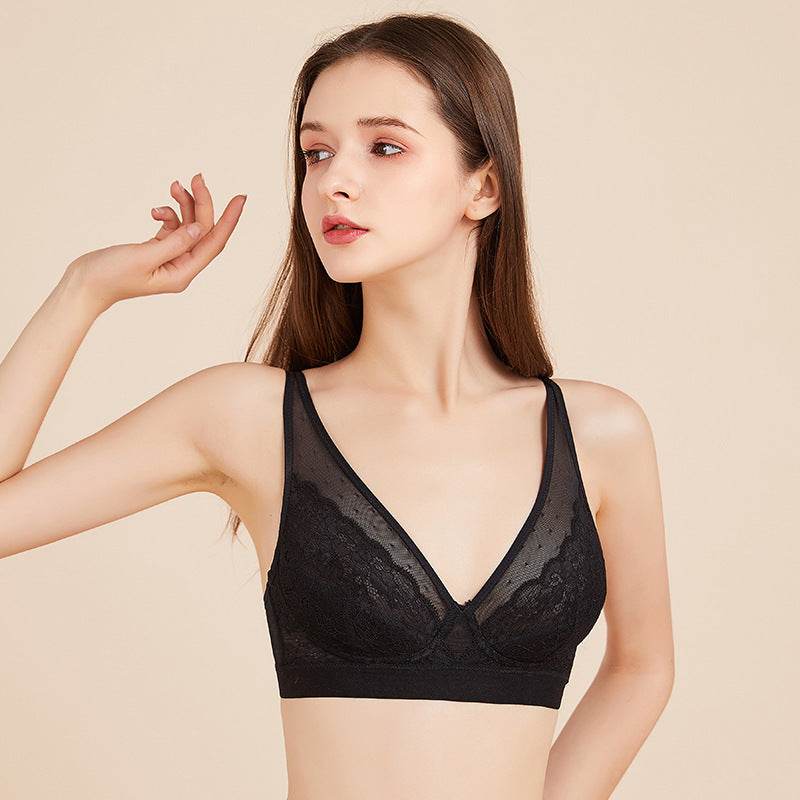 Women's Lace Silk Unwired Push Up Bra - Mubimart