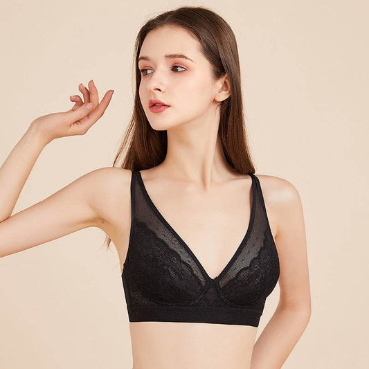 Women's Lace Silk Unwired Push Up Bra - Mubimart