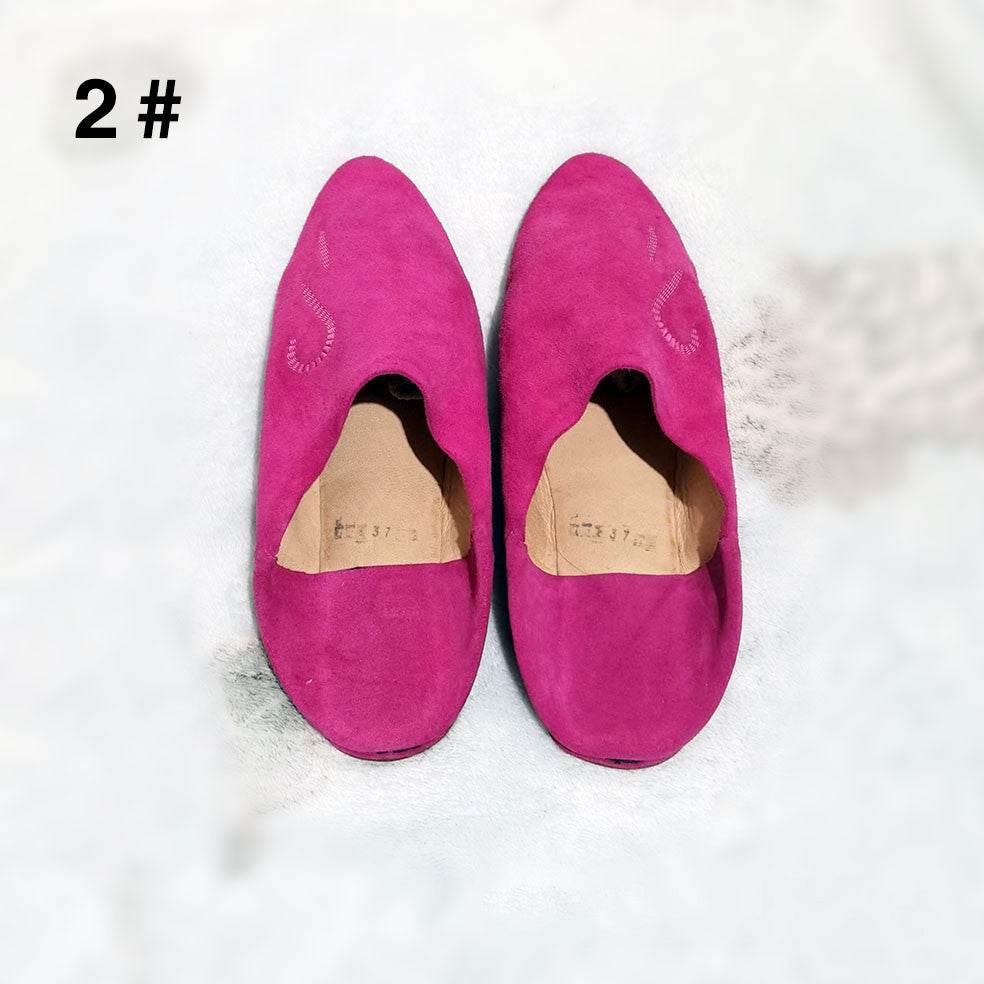Leather Pointed Toe Mules Slippers Home Shoes Prayer - Mubimart