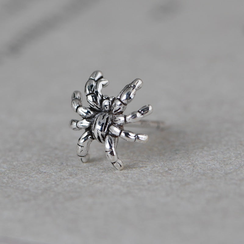 Fashion Men And Women Thai Silver Simple Literary Design Spider Earrings