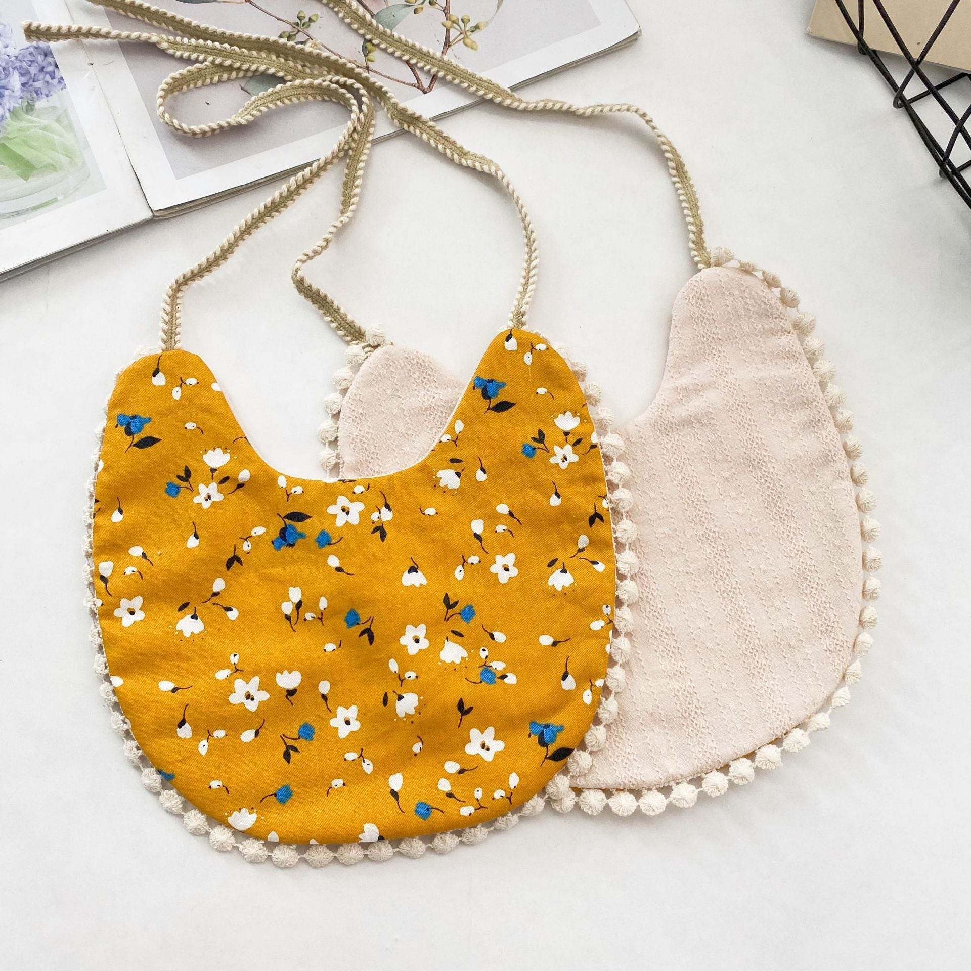 Double-sided AB Face Baby Bib Beanie Lace Newborn Bib - Mubimart
