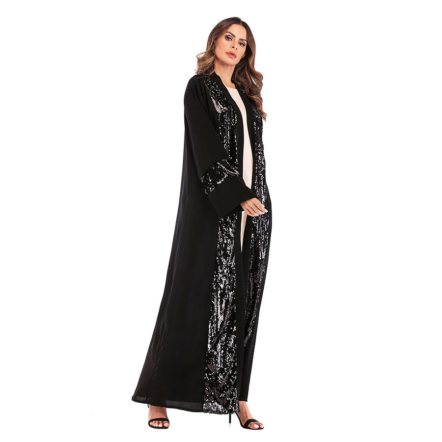 Sequin Patchwork Cardigan Robe For Women - Mubimart -  