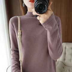 Women's Loose Large Size Bottoming Knitted Sweater With Half Turtleneck