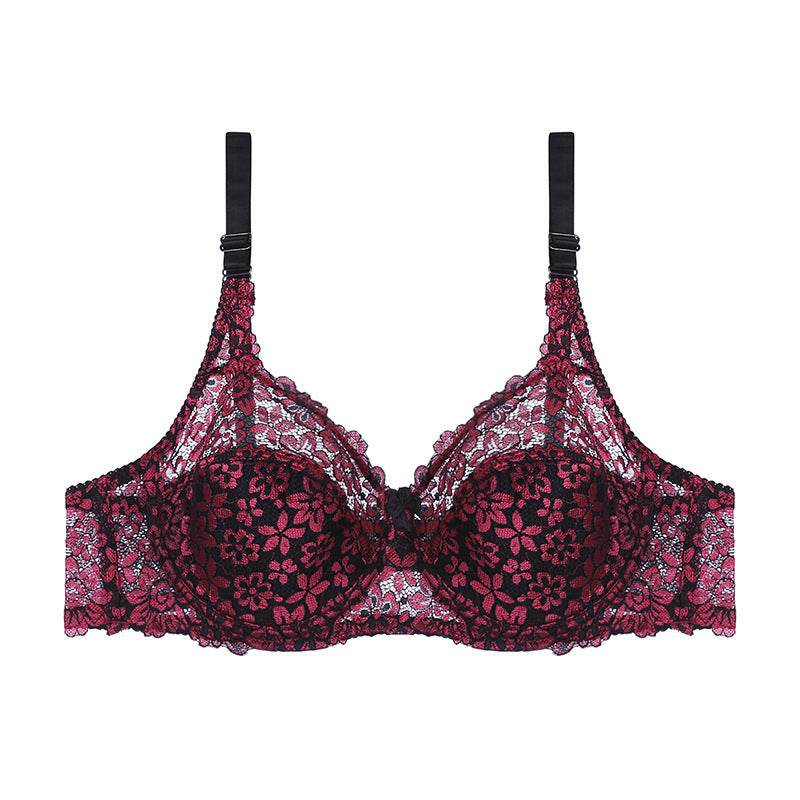 Women's Plus Size Lace Perspective Lingerie Fashion Bra - Mubimart