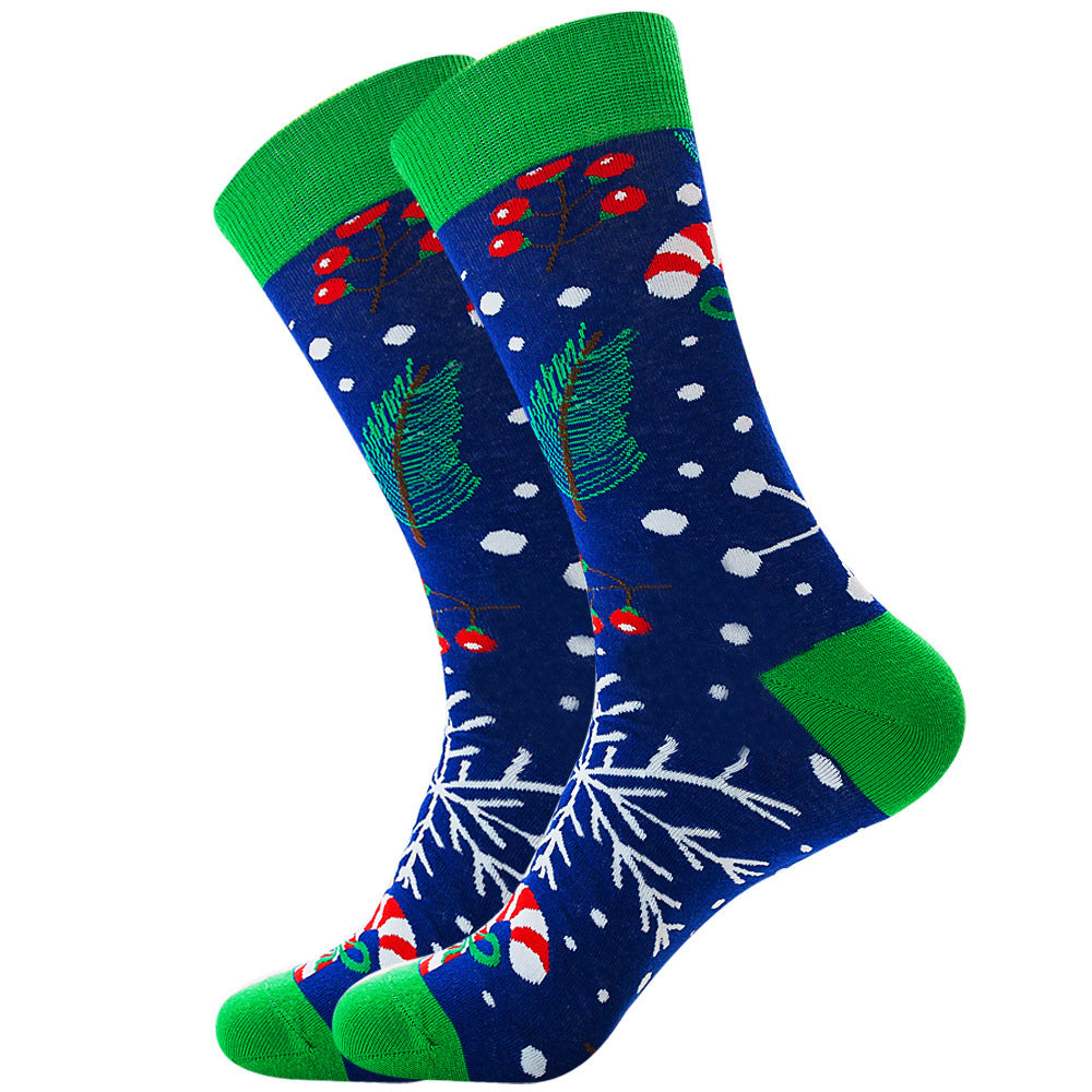 Men's Socks Santa Claus Moose Men's Mid-tube Socks Tide Cotton Socks - Mubimart -  