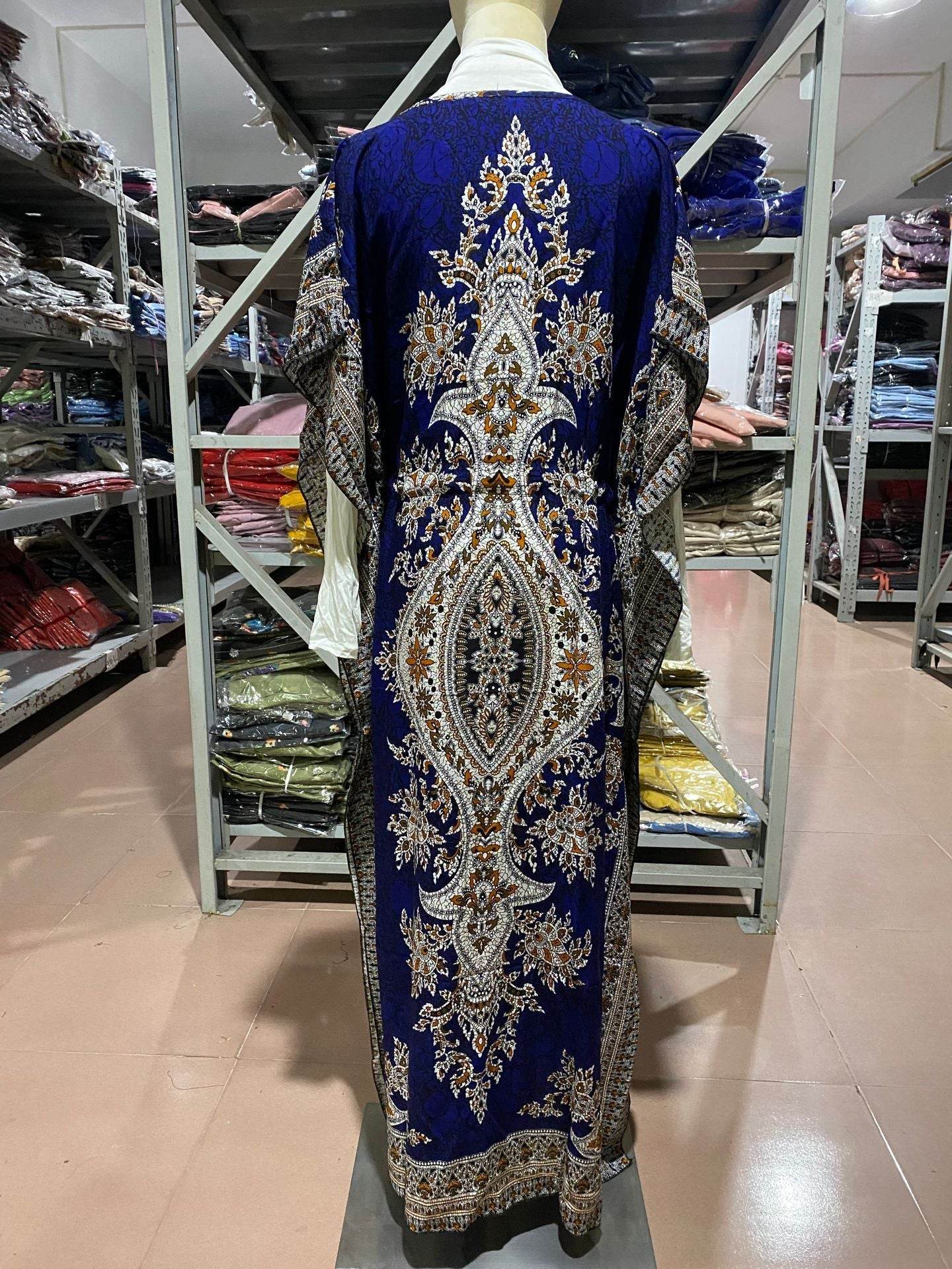 Middle Eastern Arabian Kaftan Loose Plus Size Maxi Dress - Mubimart