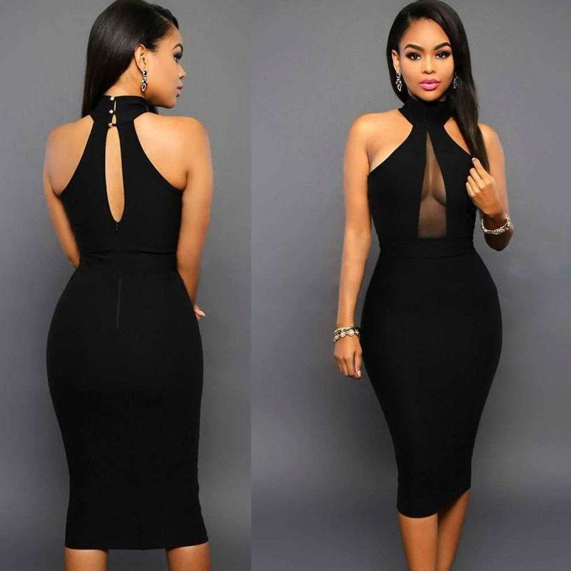 Sling Dress Formal Dress Ladies Prom Dinner Black Strapless - Mubimart