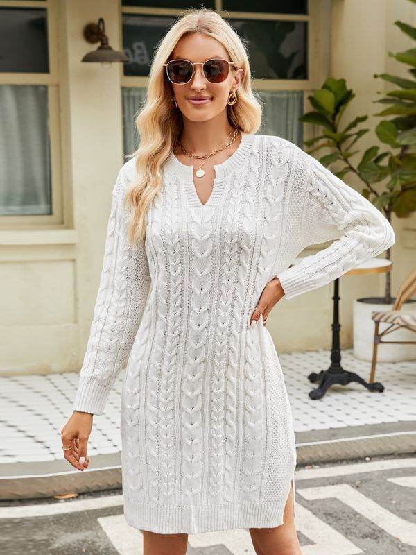 Women's Twisted Midi Knitted Dress - Mubimart