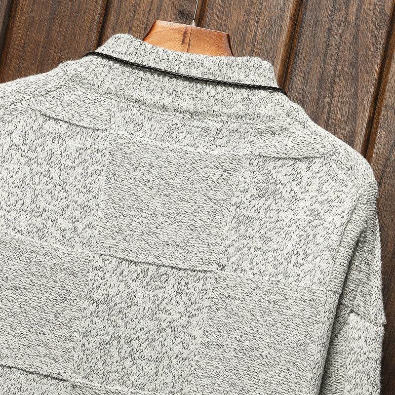Men's Half Turtleneck Checkered Sweater Fat People Plus Size - Mubimart