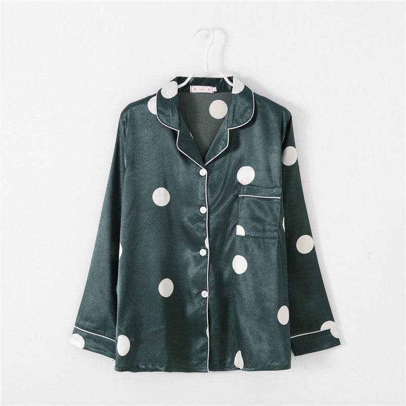 Polka Dot Long Sleeve Pajama Set - Mubimart