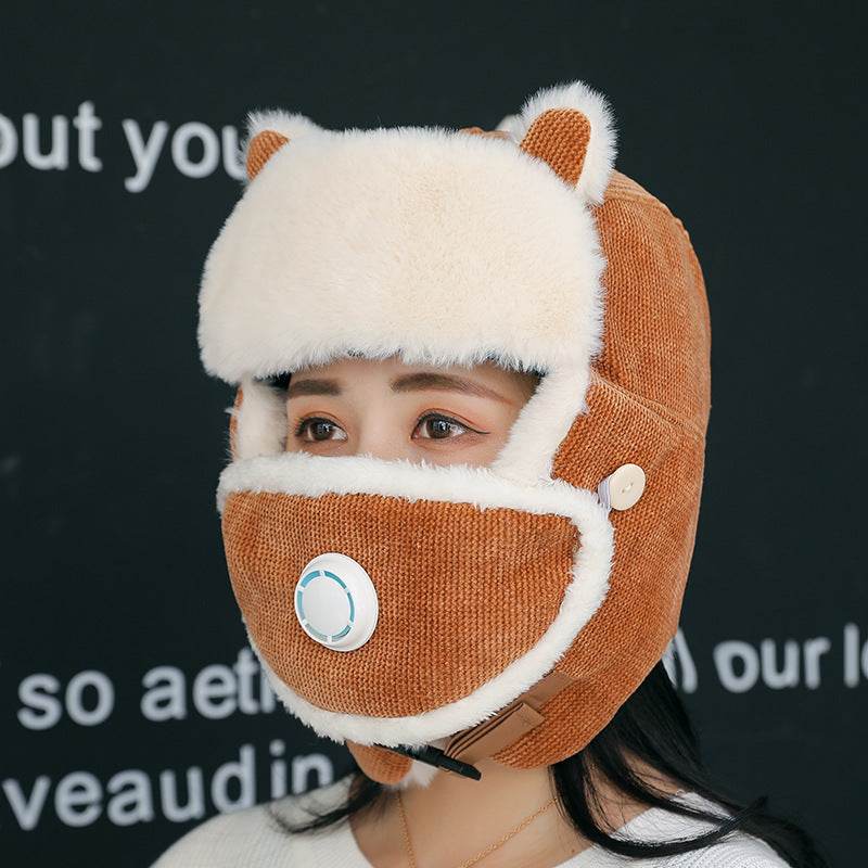 Simple Anti-fog Girl Bomber Hats Caps Women Russian Trapper Hat Trooper Earflap - Mubimart