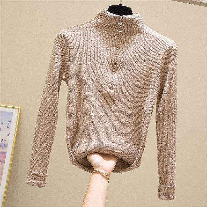 Zip-up tight sweater - Mubimart