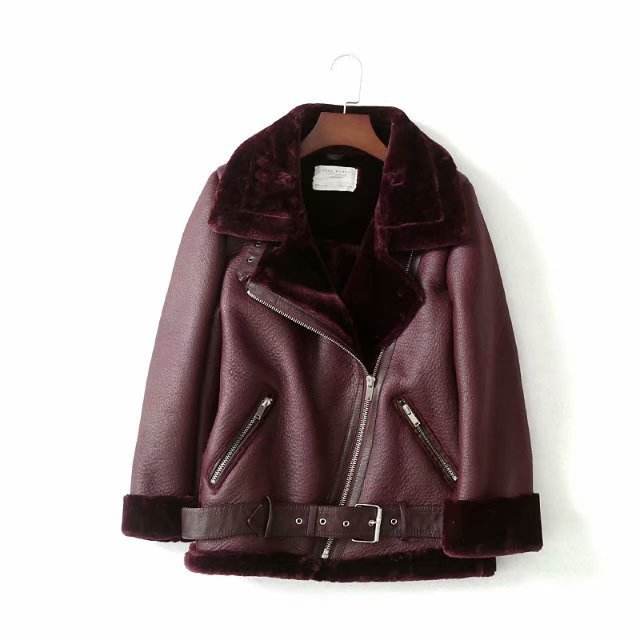 Women's motorcycle jacket leather jacket - Mubimart