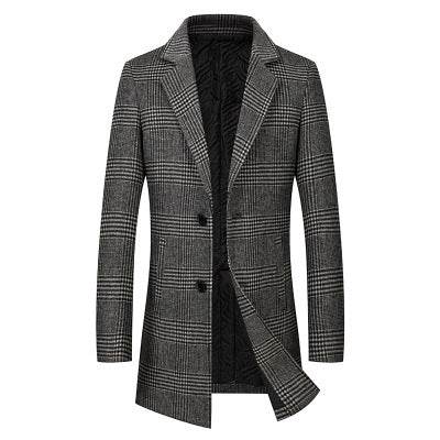 Trench coat plaid coat - Mubimart