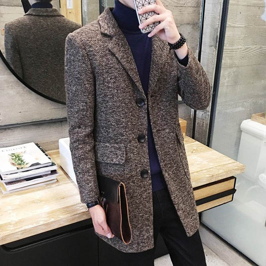 Men's woolen trench coat - Mubimart