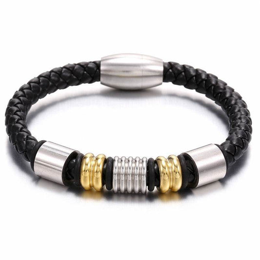 Selling Stainless Steel Men's Leather Bracelets Simple And Versatile Punk Bracelets Men's Jewelry And Bracelets - Mubimart