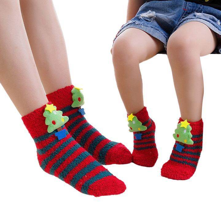 Christmas Tree Fuzzy Plush Socks - Mubimart