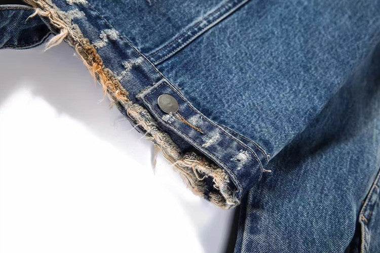Denim jacket embroidery denim - Mubimart