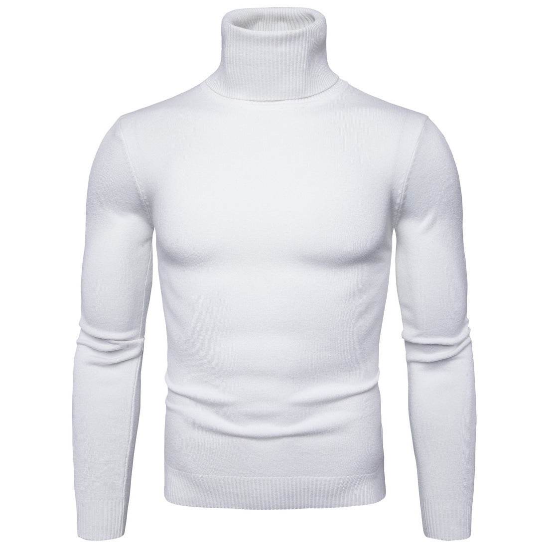 Winter Warm Basic Thermal Turtleneck Sweater Mens Solid Color Slim Fit Clothes Pullover Top - Mubimart