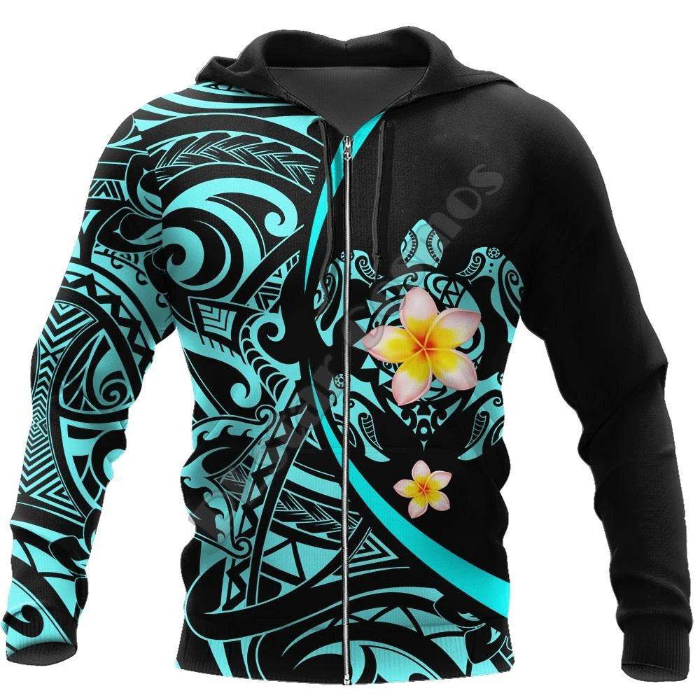 Printed Hoodie Turtle Print Hoodie 3D Zipper Hoodie - Mubimart